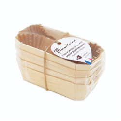 Mini-Moules à Cakes en Bois 4 pcs 12 cm  + 8 Caissettes