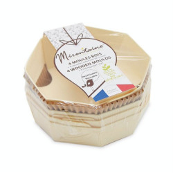 Mini-Moules en Bois 4 pcs 11 cm + 8 Caissettes