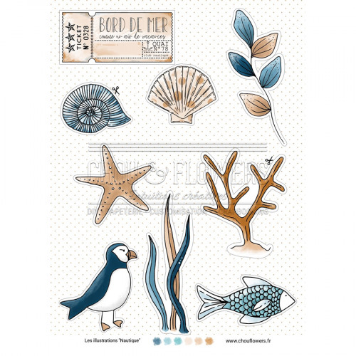 Kit Papier imprimé A5 14.8 x 21 cm Les Illustrations Nautiques 9 pcs