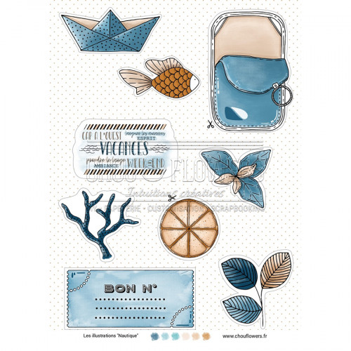 Kit Papier imprimé A5 14.8 x 21 cm Les Illustrations Nautiques 9 pcs