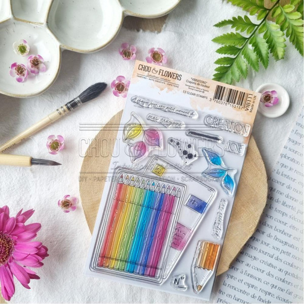 Tampons transparents 10 x 15 cm Crayons de couleur