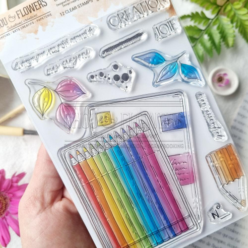 Tampons transparents 10 x 15 cm Crayons de couleur