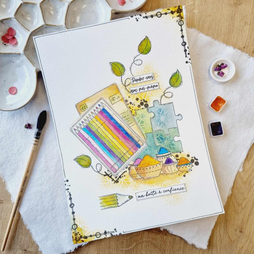 Tampons transparents 10 x 15 cm Crayons de couleur