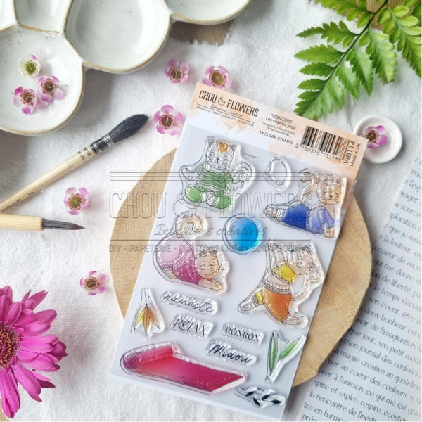 Tampons transparents 10 x 15 cm Les chatons yoga