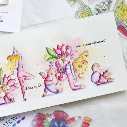 Tampons transparents 7,5 x 10 cm Crayon fleuri