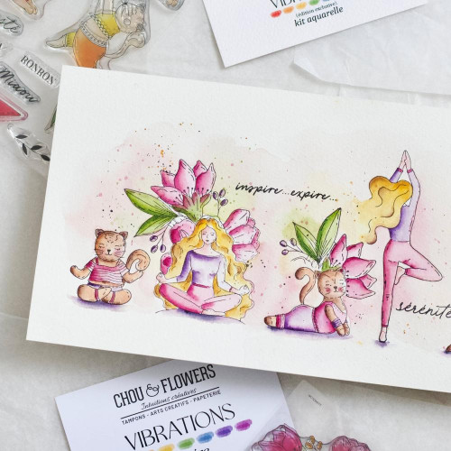 Tampons transparents 7,5 x 10 cm Crayon fleuri