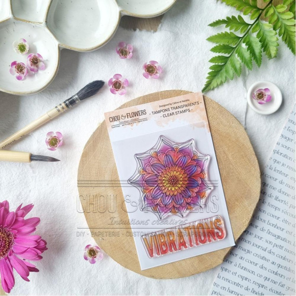 Tampons transparents 7,5 x 10 cm Fleur vibrations