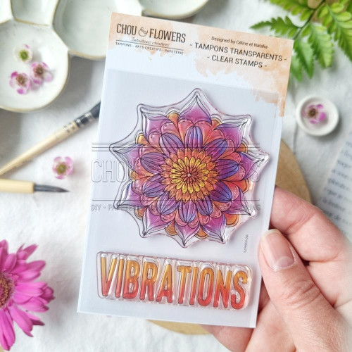 Tampons transparents 7,5 x 10 cm Fleur vibrations