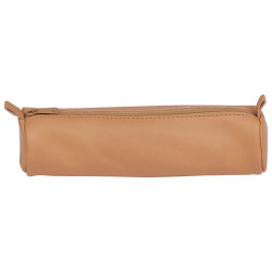Trousse ronde en cuir naturel 5,5 x 22 cm