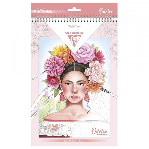 Bloc de coloriage multi-techniques Odelia Les femmes 20 feuilles A4 250 g/m²