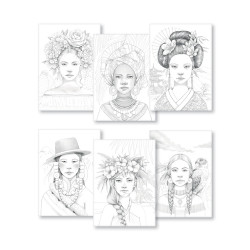 Bloc de coloriage multi-techniques Odelia Les femmes 20 feuilles A4 250 g/m²