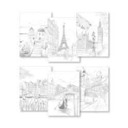 Bloc de coloriage multi-techniques Odelia Les villes 20 feuilles A4 250 g/m²