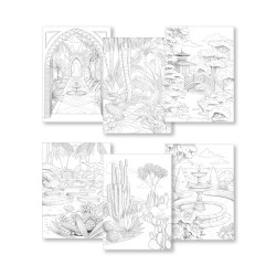 Bloc de coloriage multi-techniques Odelia Les jardins 20 feuilles A4 250 g/m²