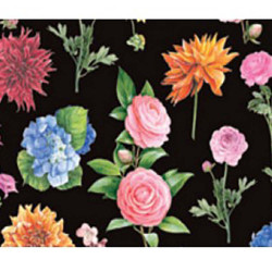 Papier imprimé noir fleuri 50 x 70 cm - Esprit Papier