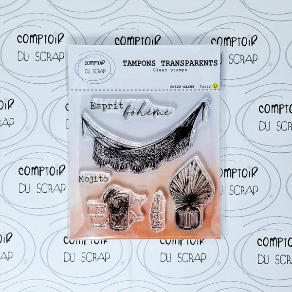 Tampons transparents Esprit bohème 6 pcs