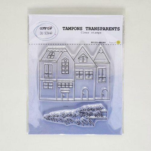 Tampons transparents Maison hiver 2 pcs