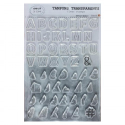 Tampon transparent Alphabet évidé et 1/2 hachure 54 pcs