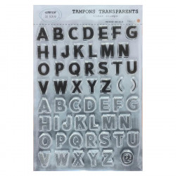 Tampon transparent Alphabet plein et hachure 55 pcs