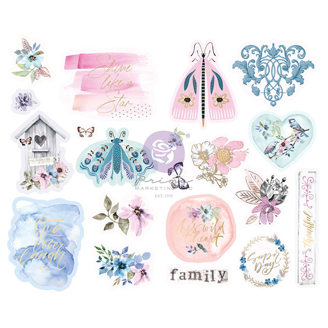 Chipboard Stickers Watercolor Floral 20 pcs