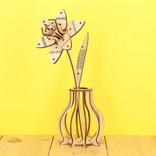 Jonquille fleur à monter en bois