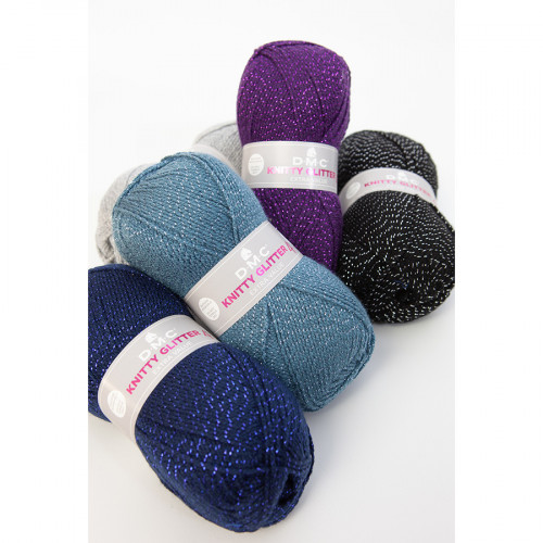 Fil à tricoter pailleté Knitty 4 Glitter 50g 232 Noir
