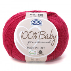 Laine mérinos 100% baby - Pelote 50 g 052 - Bordeaux