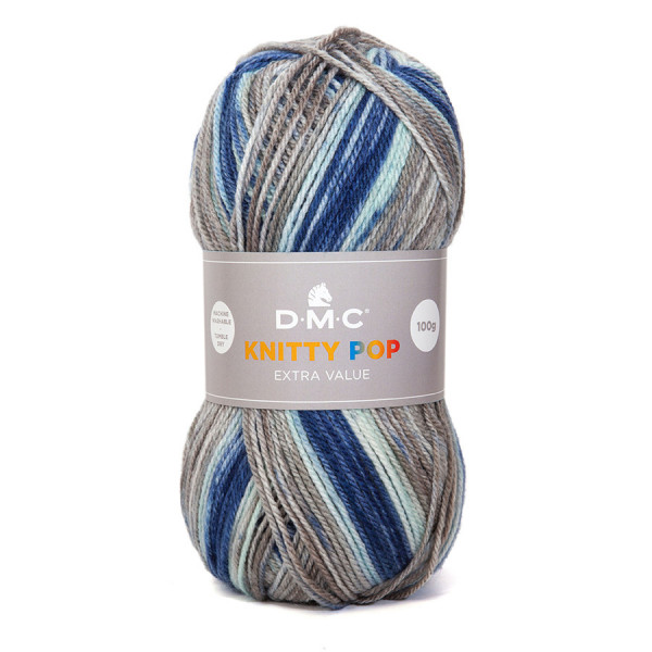 Fil à tricoter multicolore Knitty Pop 50g 480 Bleu taupe