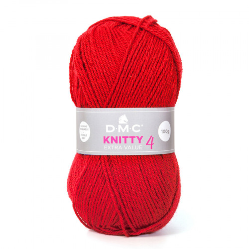 Fil à tricoter Knitty 4 100 g Rouge sang n°833