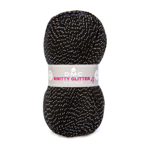 Fil à tricoter pailleté Knitty 4 Glitter 50g 232 Noir