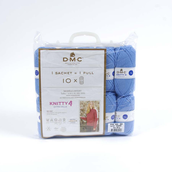 Pack de Fil Knitty 4 10 Pelotes 969 Bleu Clair