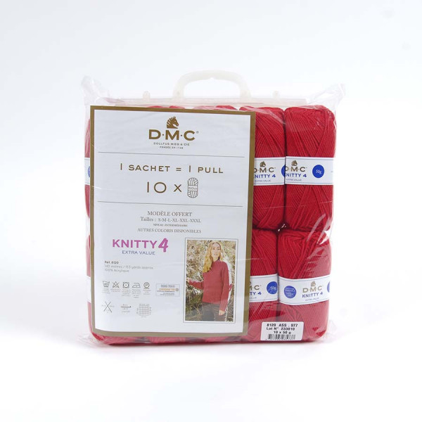 Pack de Fil Knitty 4 10 Pelotes 977 Rouge