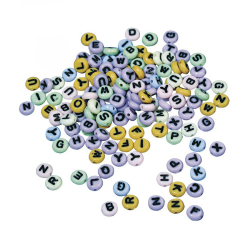 Perles plastiques à lettres rondes 6 mm 40 g