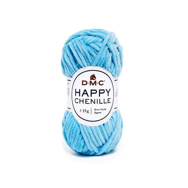 Fil Happy Chenille Pelote 15 g Bleu ciel n°17