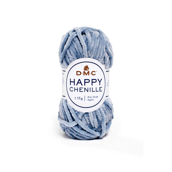 Fil Happy Chenille Pelote 15 g Bleu orage n°18