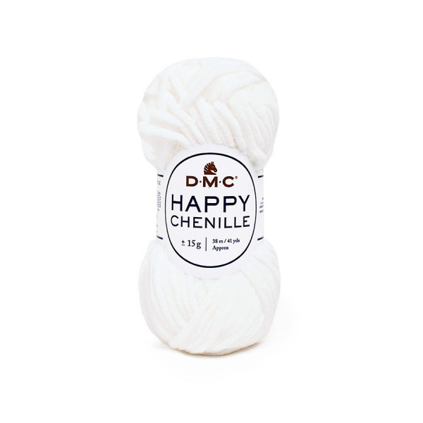 Fil Happy Chenille Pelote 15 g Blanc n°20