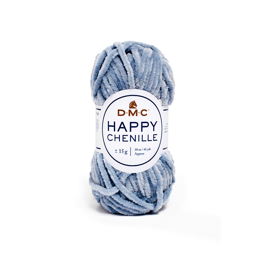 Fil Happy Chenille Pelote 15 g Bleu orage n°18 - Scrapmalin