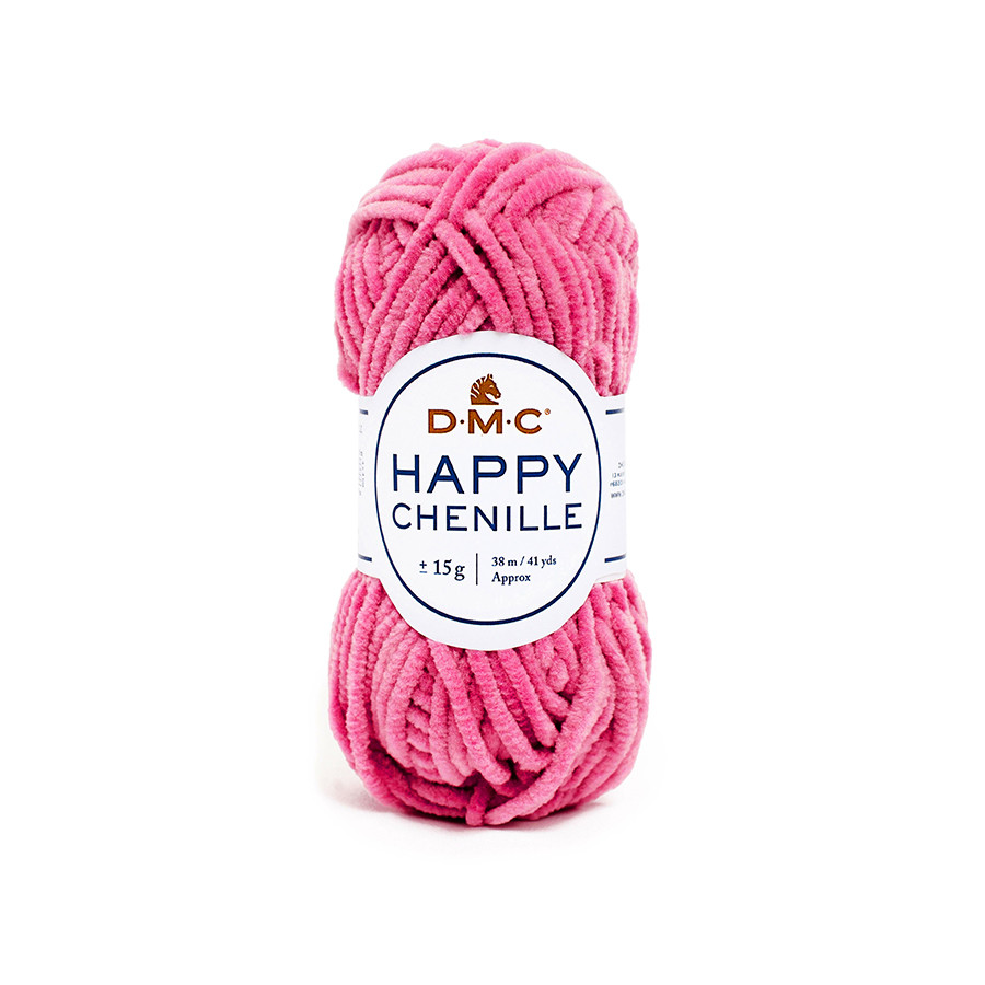 Fil Happy Chenille Pelote 15 g Rose n°24 - Scrapmalin