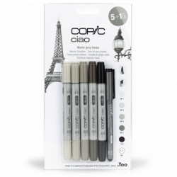 Marqueur Ciao set Gris Chaud - 5 feutres + multiliner