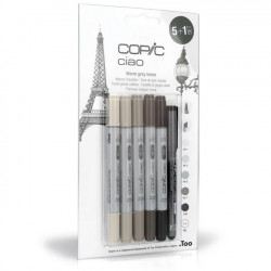 Marqueur Ciao set Gris Chaud - 5 feutres + multiliner