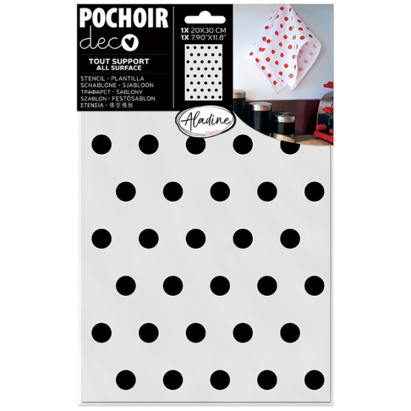 Pochoir Deco 20 x 30 cm - Tous supports - Pois