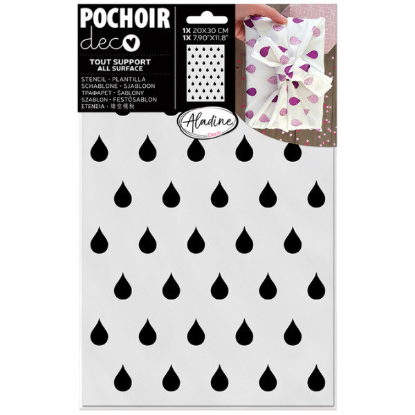 Pochoir Deco 20 x 30 cm - Tous supports - Gouttes