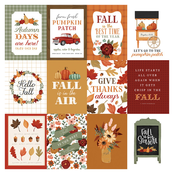 Papier imprimé Cartes de journaling Welcome Fall 12 pcs de 7.5 x 10 cm