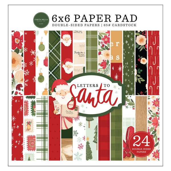 Papier imprimé Recto Verso Letters To Santa 15 x 15 cm Bloc de 24 pcs