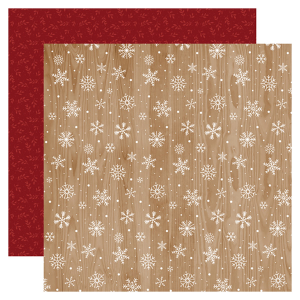 Papier imprimé Woodgrain Snowflakes 30.5 x 30.5 cm