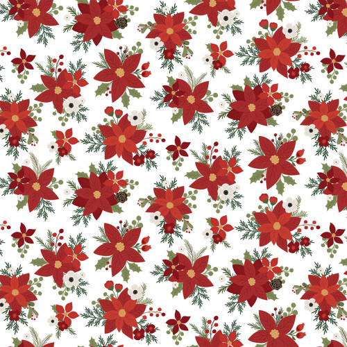 Papier imprimé Santa's Poinsettias 30.5 x 30.5 cm