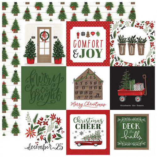 Home For Christmas Papier imprimé 4x4 Journaling Cards