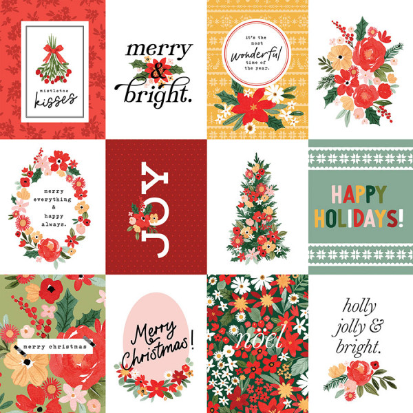 Joyful Christmas Flora Papier imprimé Journaling cards