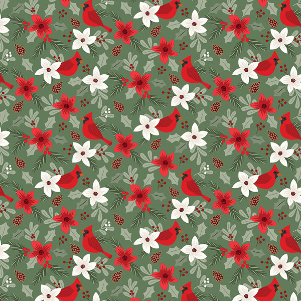 Christmas Time Papier imprimé Cardinal floral