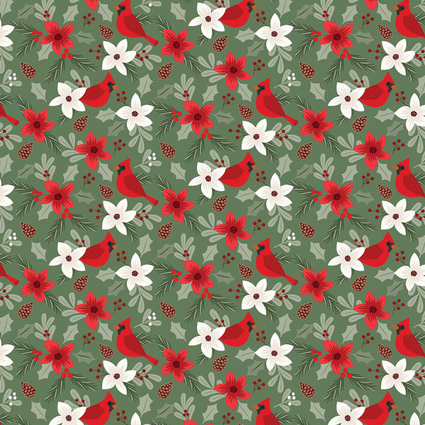Christmas Time Papier imprimé Cardinal floral