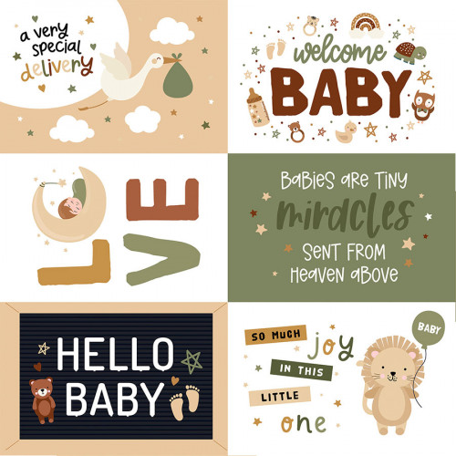 Special Delivery Baby Papier imprimé 6x4 Journaling Cards